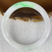 Type A Faint Lavender with Emerald Green Piao Hua Jadeite Floral Bangle 35.49g Internal Diameter 56.1mm 8.1 by 8.3mm - Huangs Jadeite and Jewelry Pte Ltd