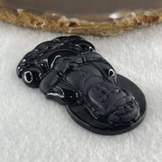 Type A Opaque to Partial Translucent Black Omphacite Jadeite Guan Yin on Dragon Pendant 36.54g 66.7 by 43.5 by 8.0mm - Huangs Jadeite and Jewelry Pte Ltd