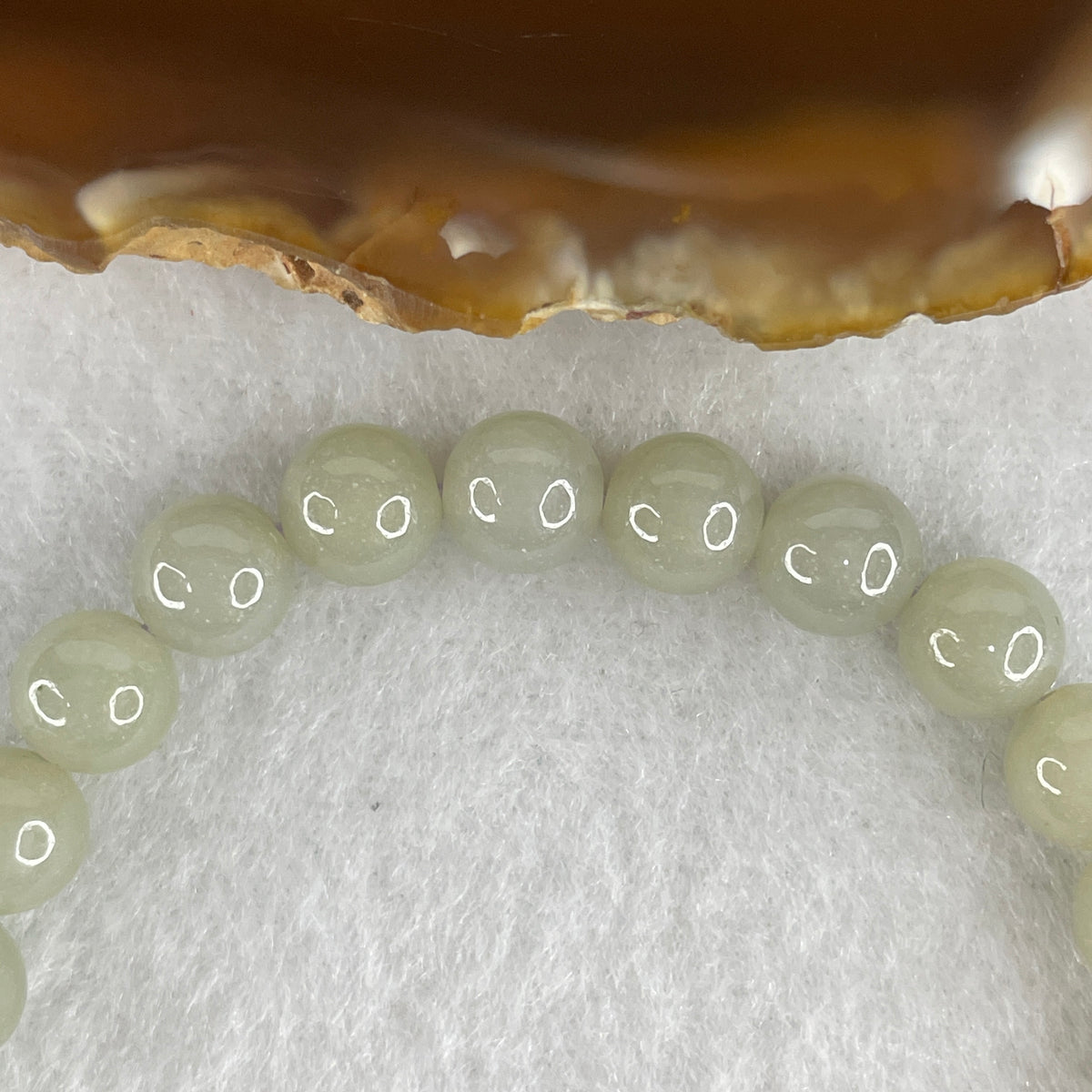 Natural Type A Brownish Green Jadeite Bead Bracelet | Untreated Earth-Tone Fei Cui Stretch Bracelet (19.20g | 15.5cm Wrist | 7.8mm | 24 Beads)