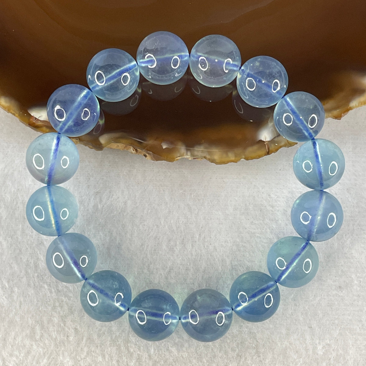Certified Good Grade Natural Aquamarine Beads Bracelet | 16.5cm with 16 Beads 13.3mm (50.21g | Ocean Blue Translucency | Throat & Third Eye Chakra Harmony, Tranquil Communication & Serene Wealth Shield)
