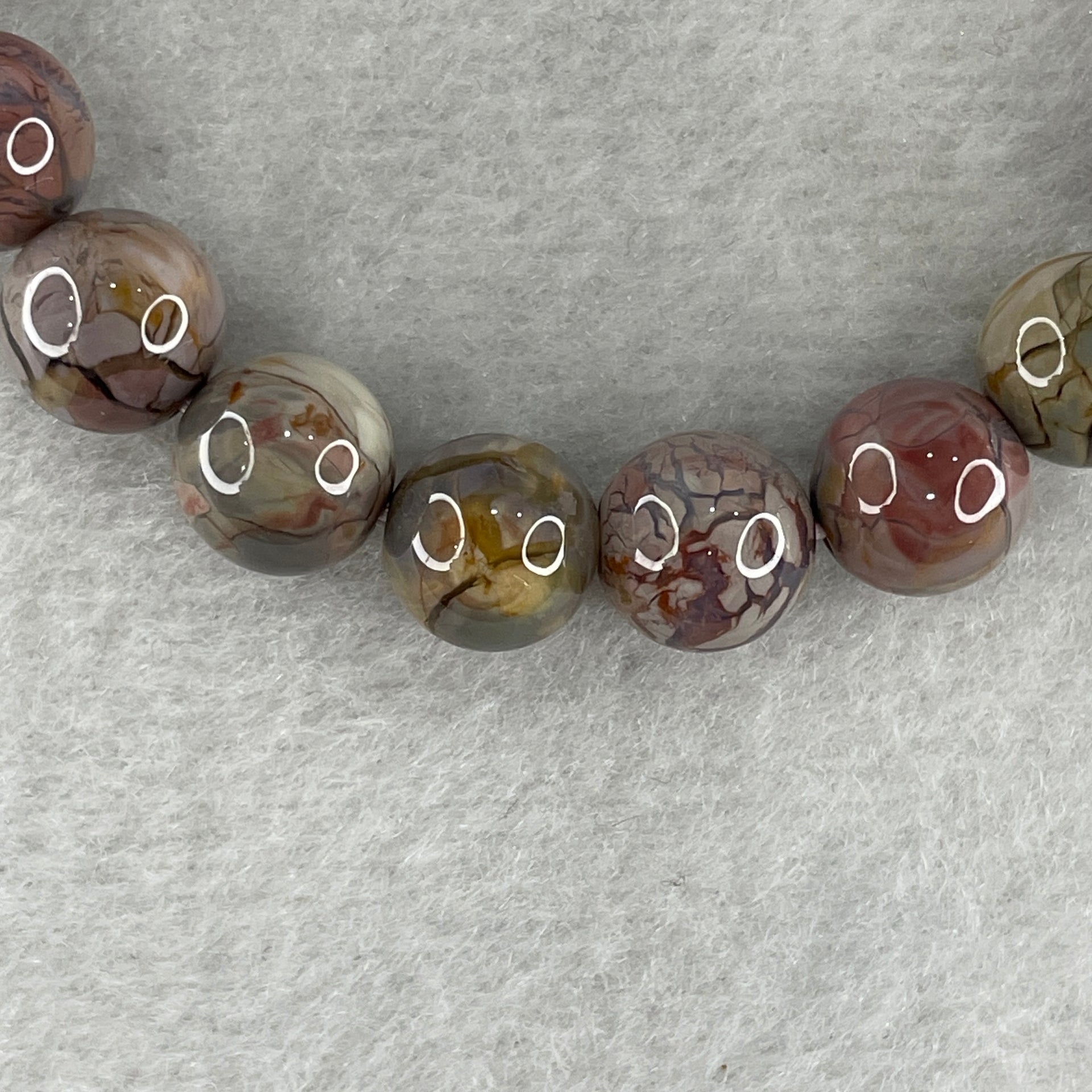 Certified Natural Alashan Agate Greyish Beads Bracelet 21.945g 15.5cm 9.4mm 21Beads - Huangs Jadeite and Jewelry Pte Ltd