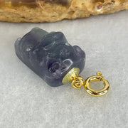 Natural Purple and Green Fluorite Ox Charm Pendant 3.51g 17.2 by 11.0 by 8.6mm - Huangs Jadeite and Jewelry Pte Ltd