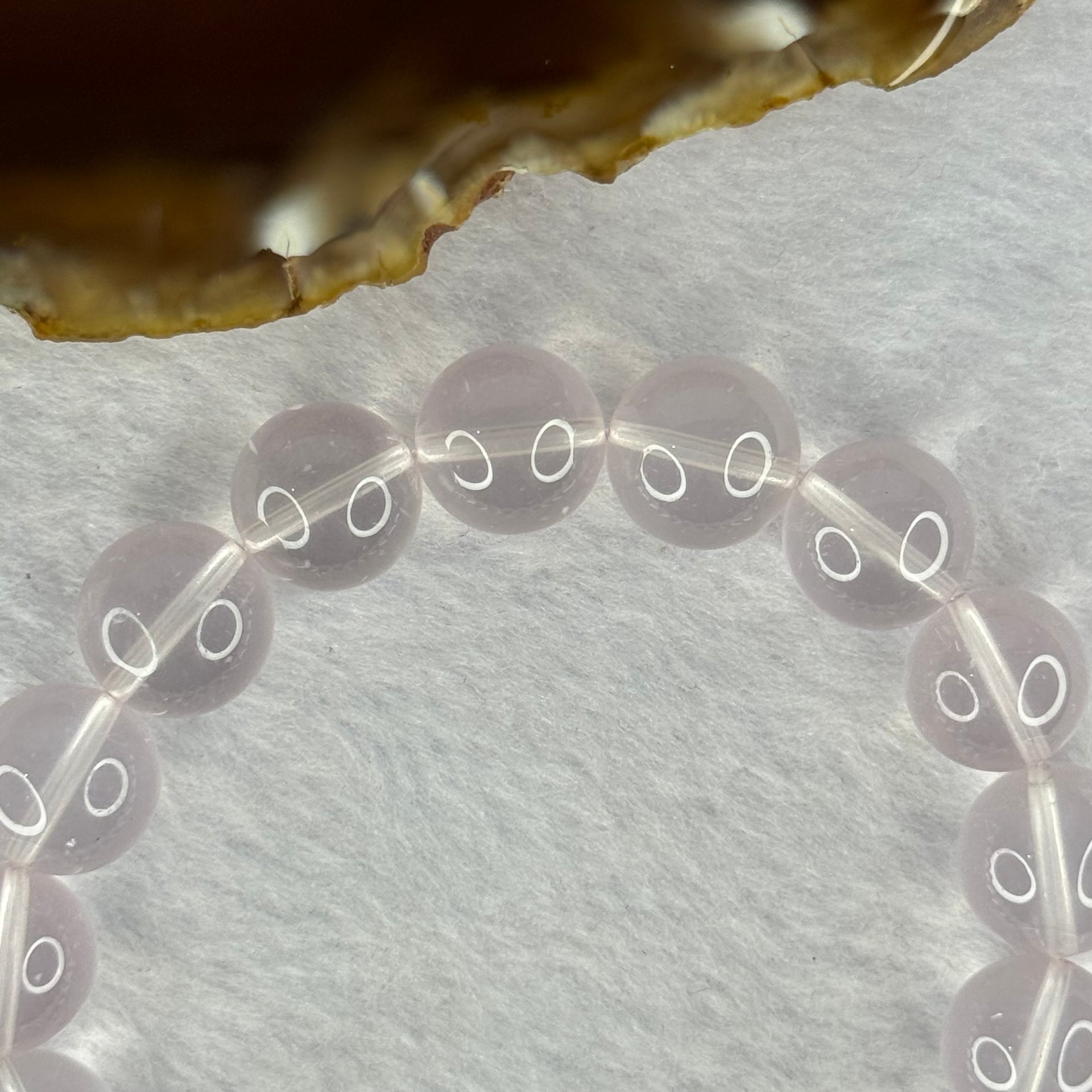 Natural Rose Quartz Beads Bracelet 天然玫瑰石英珠手链 45.08g 18.5cm 12.6mm 17 Beads - Huangs Jadeite and Jewelry Pte Ltd