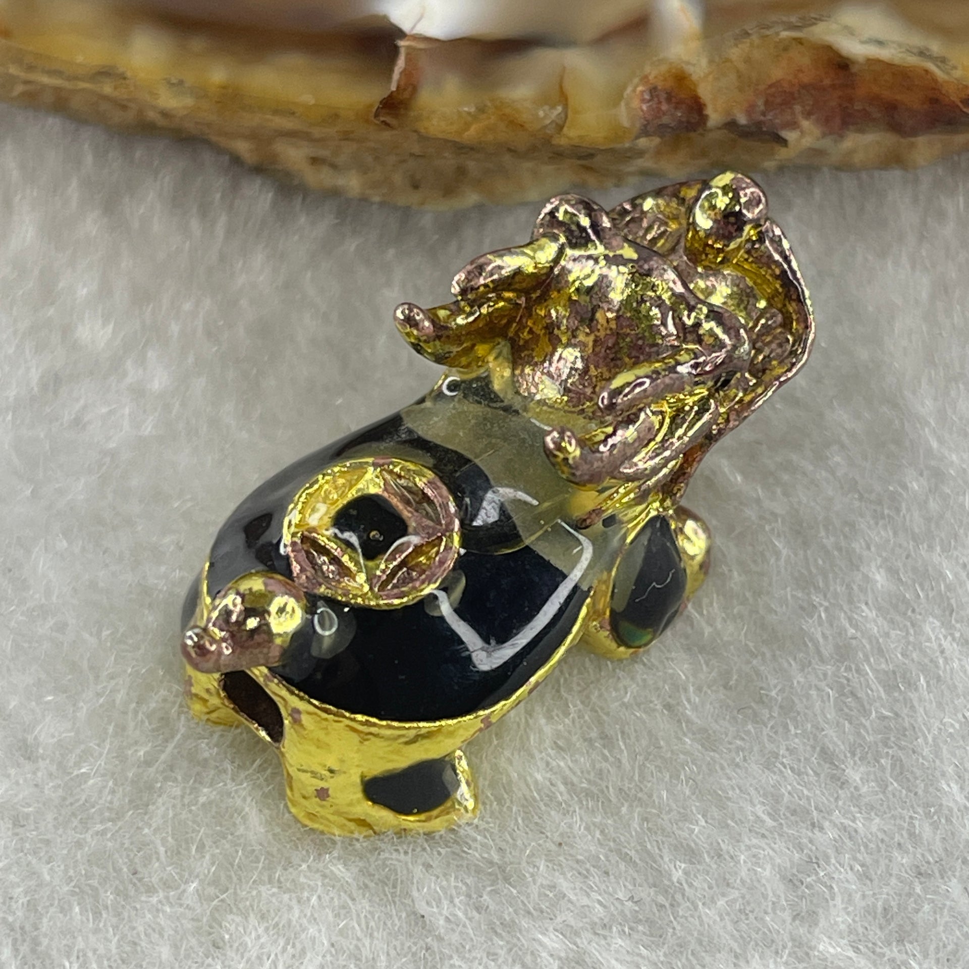 Gold Plated Long Gui Dragon Tortoise Charm 9.53g 25.8 by 13.3 by 13.9mm - Huangs Jadeite and Jewelry Pte Ltd