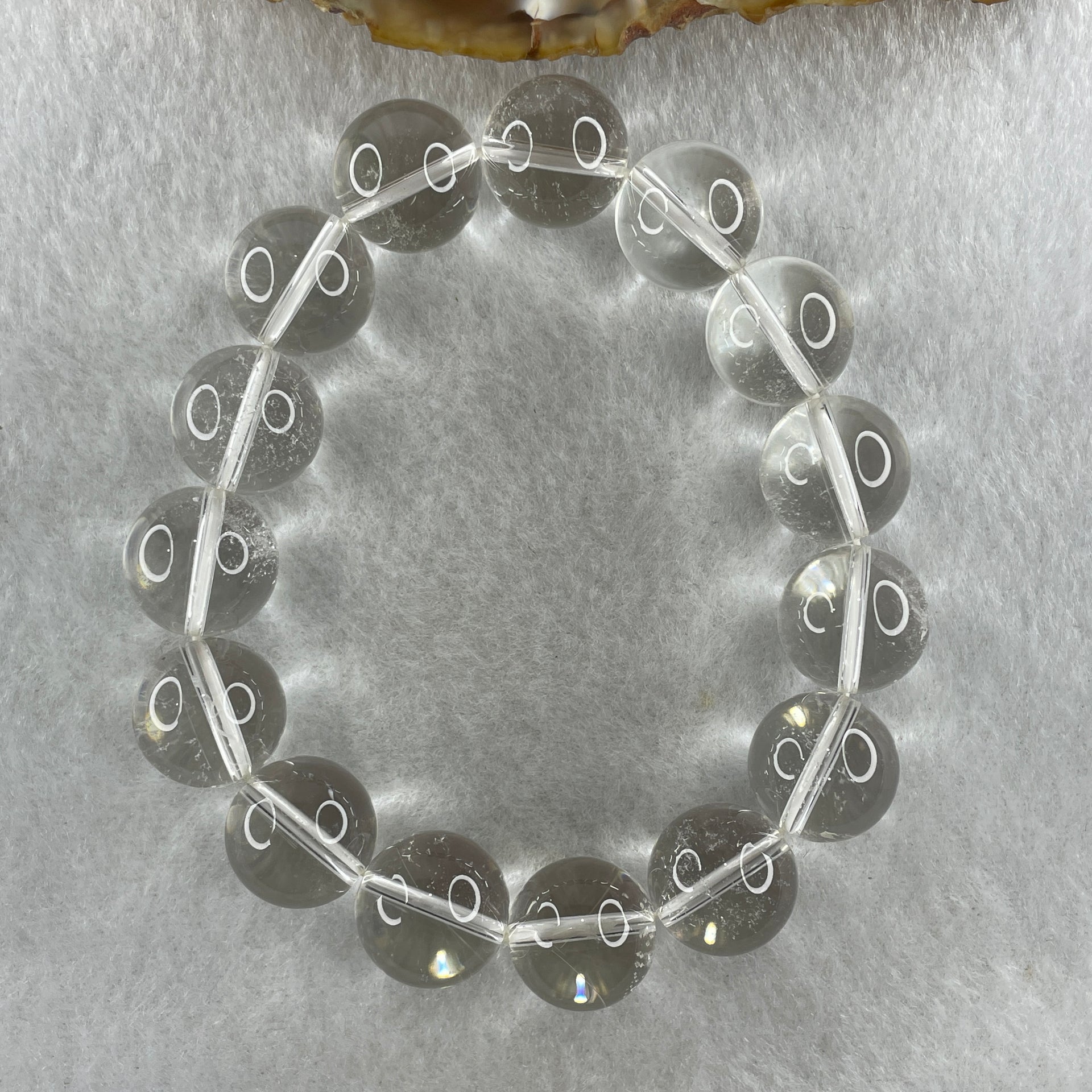 Natural Clear Quartz Beads Bracelet 60.29g 16.5cm 14.5mm 15 Beads - Huangs Jadeite and Jewelry Pte Ltd