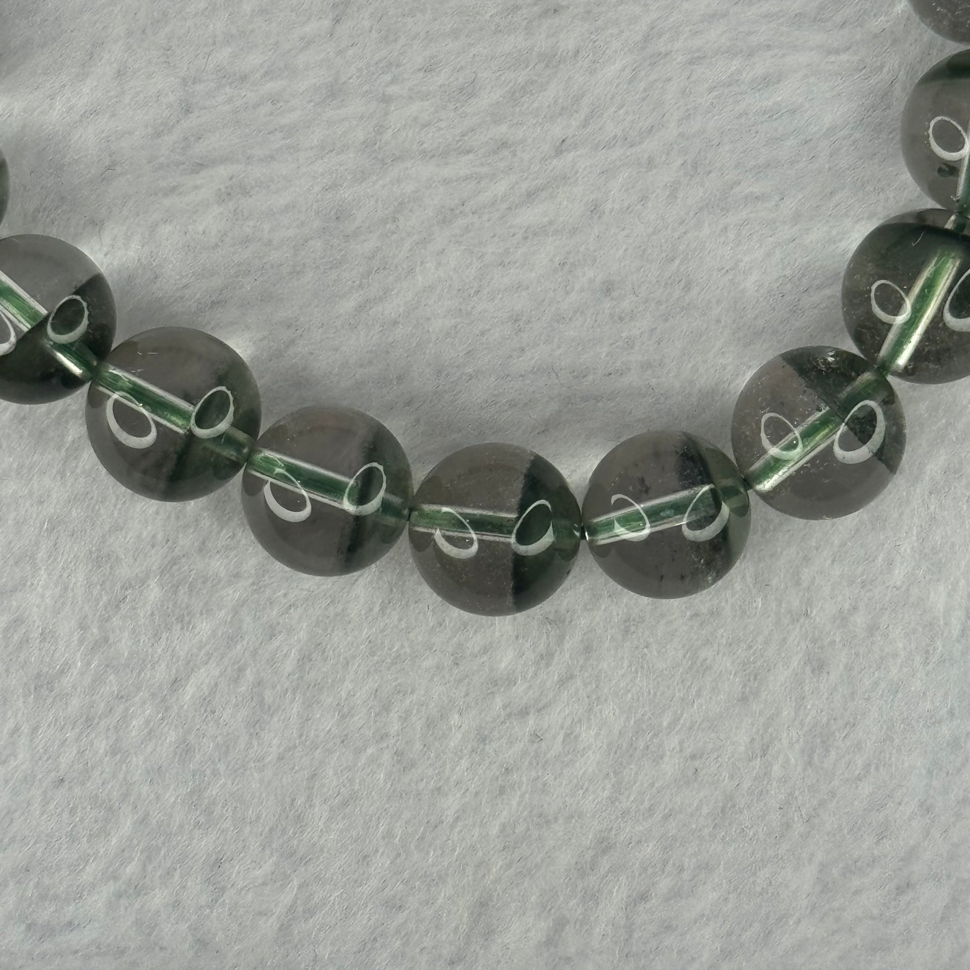 Very Good Grade Natural Green Phantom Quartz Beads Bracelet 31.65g 17cm 10.8mm 19 Beads - Huangs Jadeite and Jewelry Pte Ltd