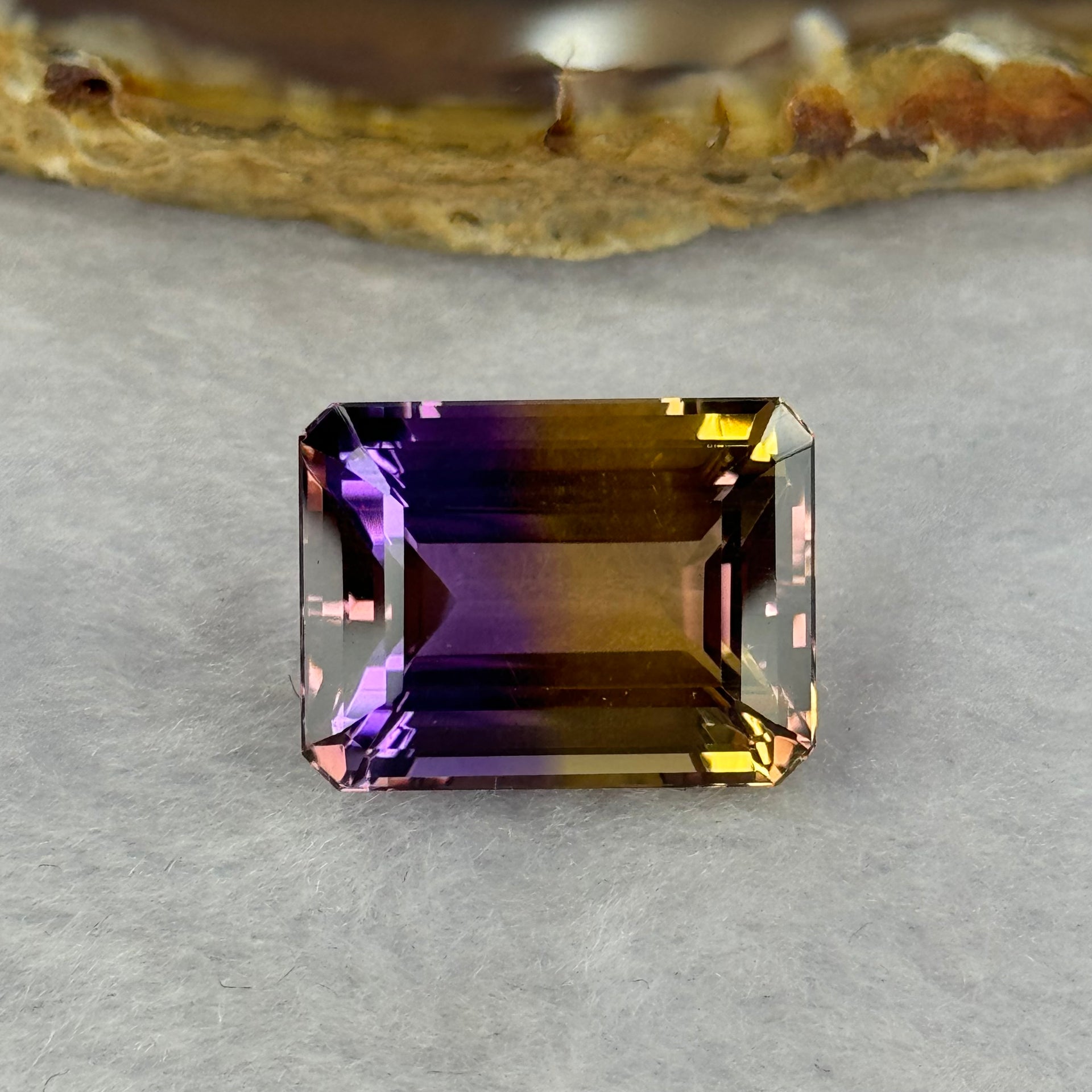 Natural Faceted Ametrine in Emerald Cut 19.16ct 18.0 by 13.5 by 10.4mm - Huangs Jadeite and Jewelry Pte Ltd
