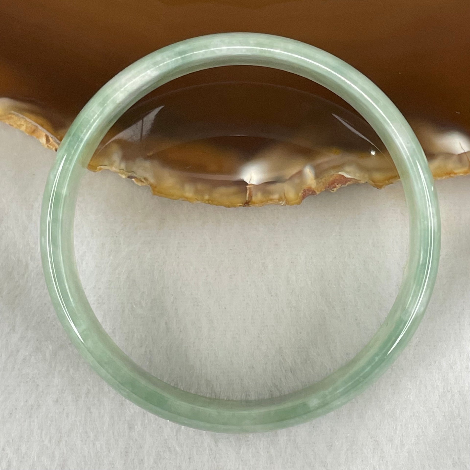 Type A Semi Icy Blueish Green Jadeite Bangle 24.80g Inner Diameter 52.6mm 12.6 by 4.4mm (Internal Lines) - Huangs Jadeite and Jewelry Pte Ltd