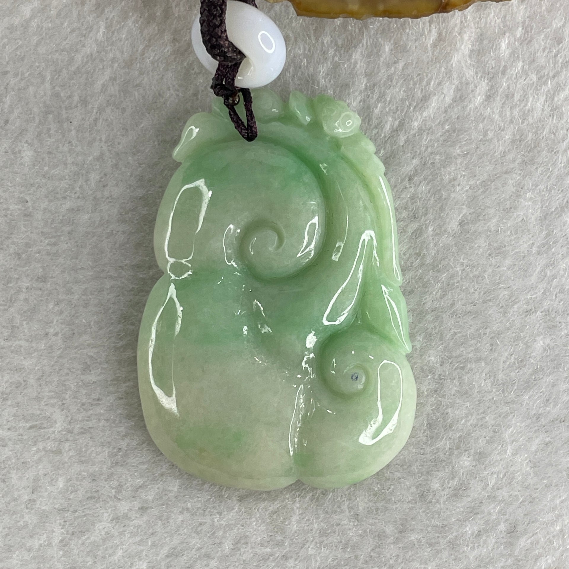 Natural Type A Green with Apple Green Piao Hua Jadeite Ruyi Pendant 20.67g 43.4 by 29.7 by 7.0mm - Huangs Jadeite and Jewelry Pte Ltd