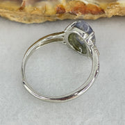 Rare Above Average Natural Blue Dumortierite Rutilated Quartz in S925 Sliver Ring (Adjustable Size) 1.54g 11.0 by 6.2 by 3.0mm - Huangs Jadeite and Jewelry Pte Ltd