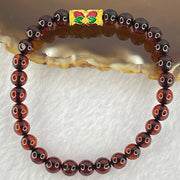 Natural Dark Blood Red Amber Beads Bracelet 天然血珀手链 4.86g 15.5cm 6.2mm 28 Beads - Huangs Jadeite and Jewelry Pte Ltd