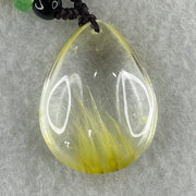 Natural Golden Rutilated Quartz Tear Drop Necklace 19.61g 32.5 by 24.7 by 11.8mm - Huangs Jadeite and Jewelry Pte Ltd