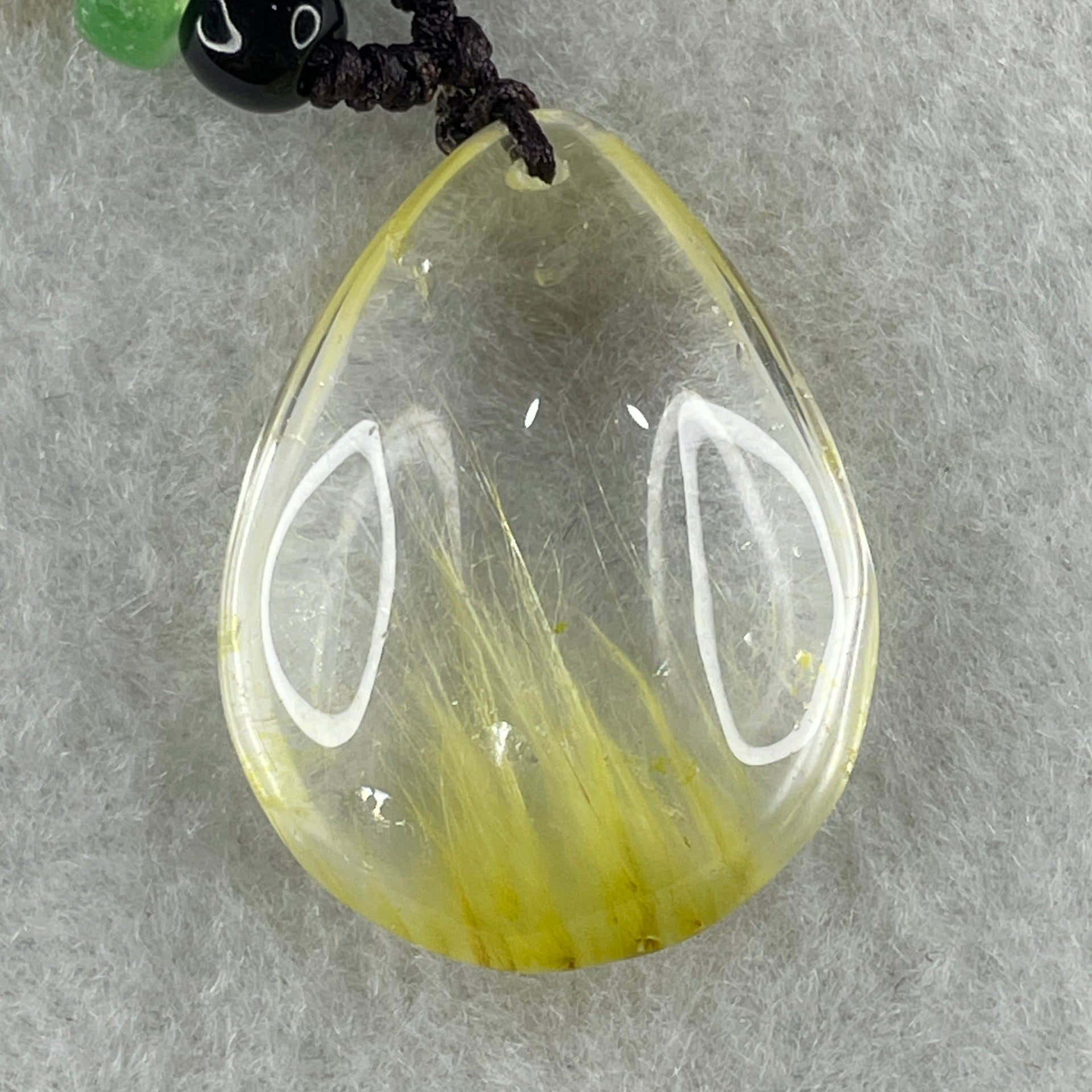 Natural Golden Rutilated Quartz Tear Drop Necklace 19.61g 32.5 by 24.7 by 11.8mm - Huangs Jadeite and Jewelry Pte Ltd