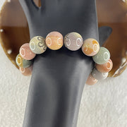 Natural Alashan Agate Pastels Pink Beads Bracelet 46.70g 15.5cm 13.4mm 15Beads - Huangs Jadeite and Jewelry Pte Ltd