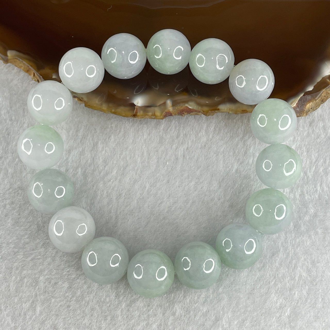 Natural Type A Sky Blue Jadeite Beads Bracelet 60.46g 16.5cm 13.1mm 16 Beads
