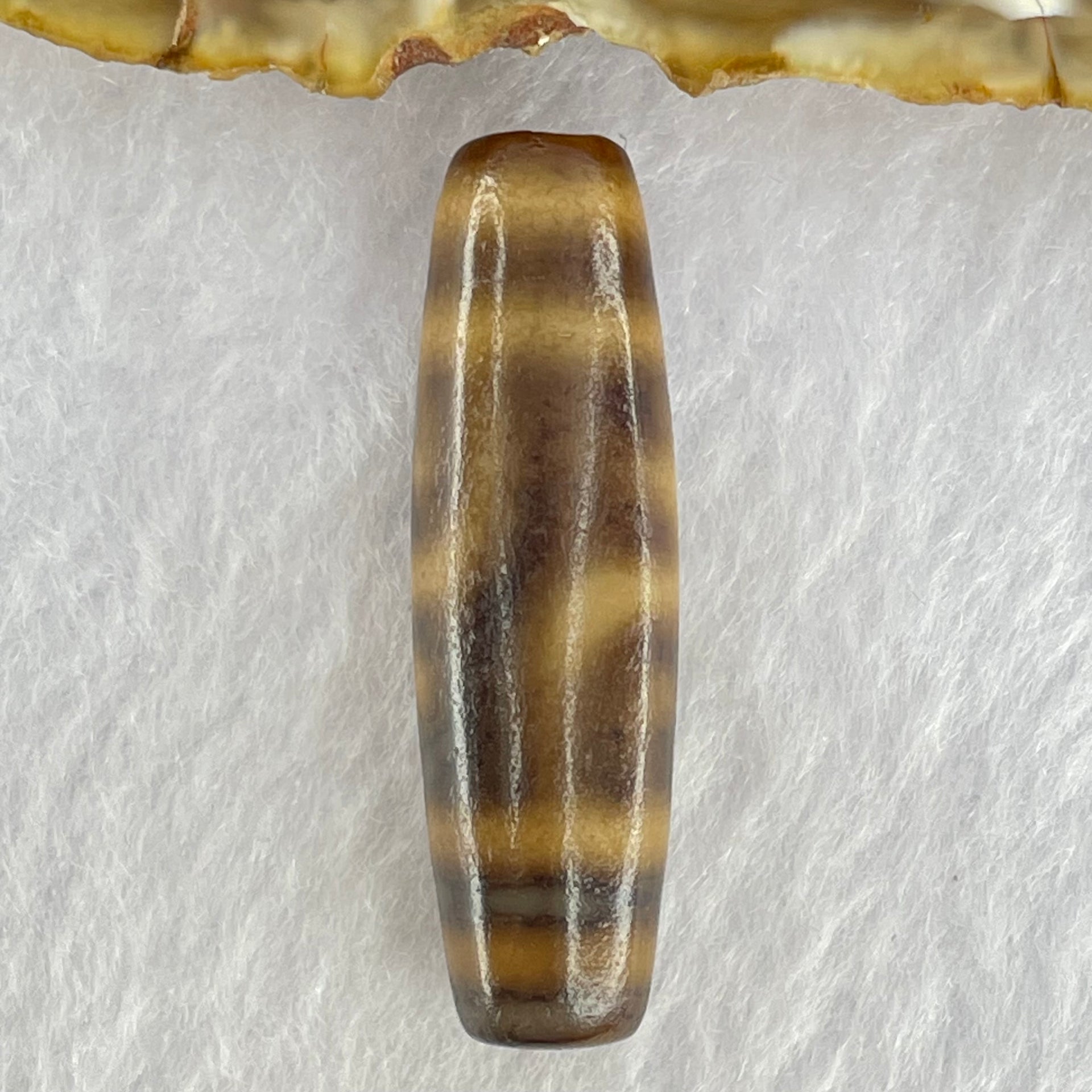 Natural Powerful Tibetan Old Oily Agate Double Nectar Vessel Dzi Bead Heavenly Master (Tian Zhu) 花蜜容器眼天珠 7.17g 38.3 by 11.0mm - Huangs Jadeite and Jewelry Pte Ltd