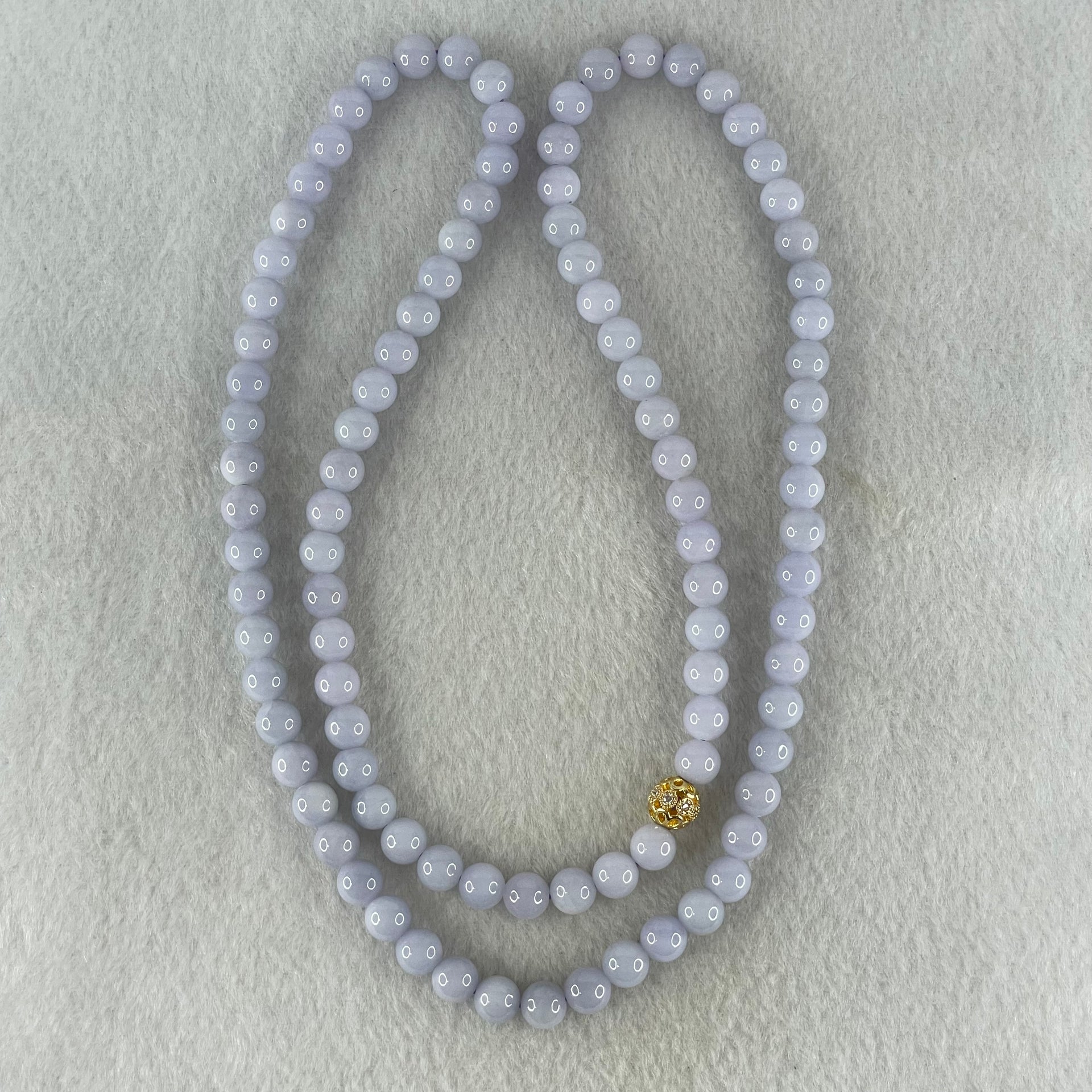 Type A Full Lavender Jadeite Beads Necklace 57.74g 66cm 7.0mm 98 Beads - Huangs Jadeite and Jewelry Pte Ltd