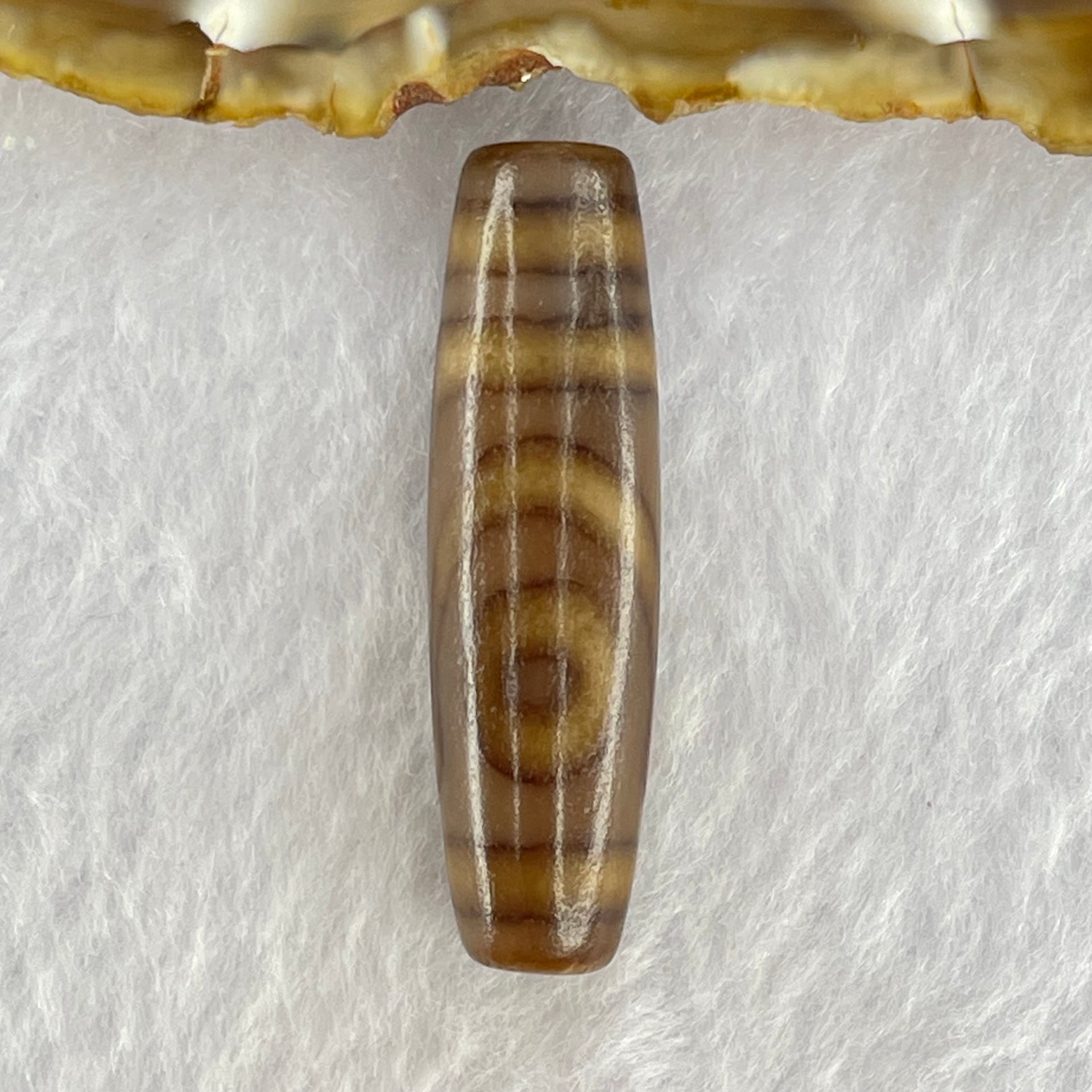 Natural Powerful Tibetan Old Oily Agate 2 Eyes Dzi Bead Heavenly Master (Tian Zhu) 二眼天诛 7.65g 39.6 by 11.3mm - Huangs Jadeite and Jewelry Pte Ltd