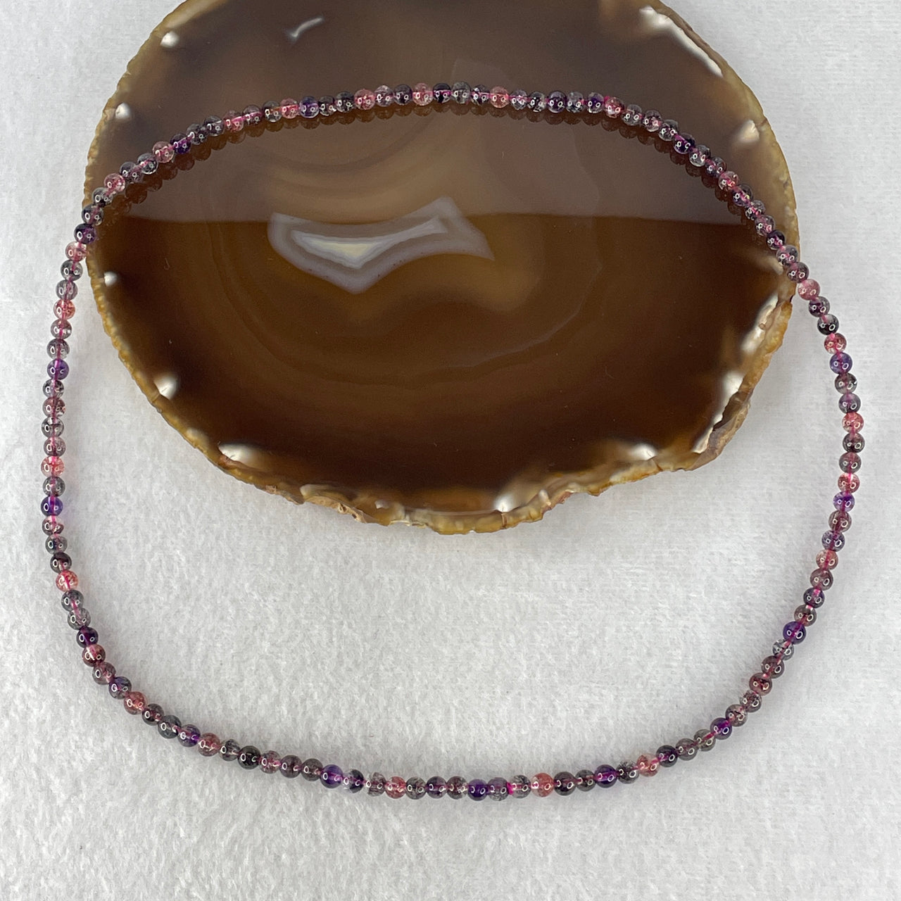 Certified Very Very Good Grade Natural Super 7 Crystal Necklace | 4.8mm Sacred 7-Mineral Synergy (17.196g | 52cm Length | 122 Beads)