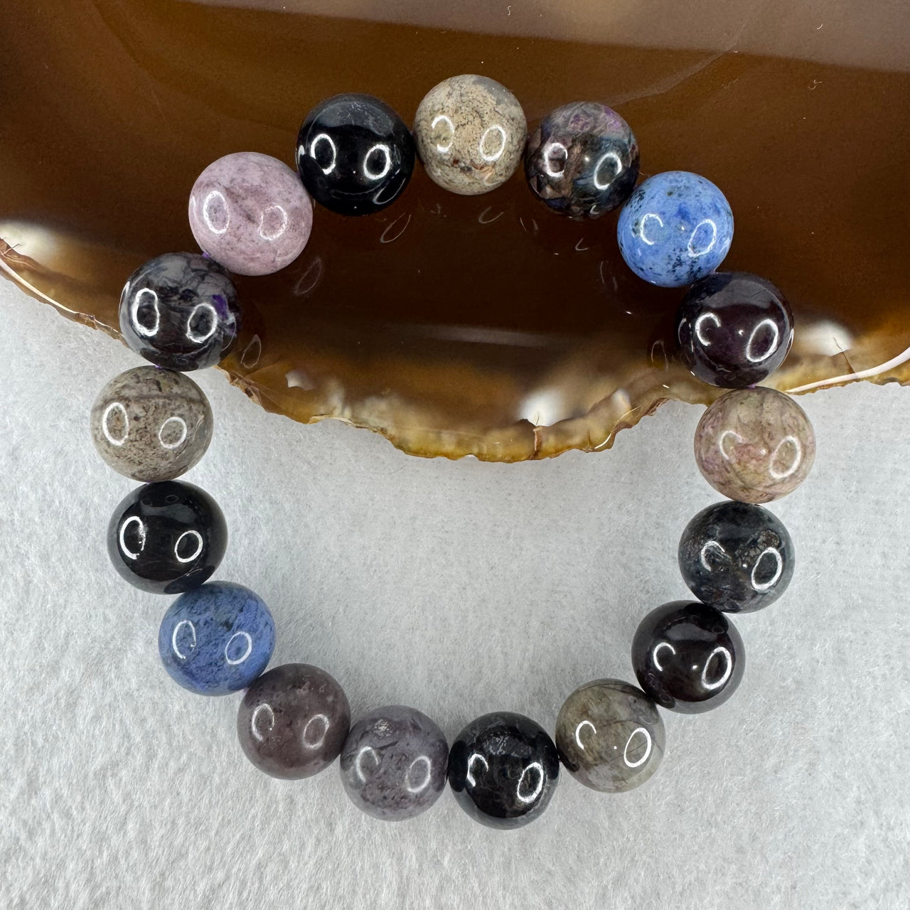 Certified Good Grade Natural Multi Color Sugilite Beads Bracelet | 12.0mm Imperial Violet Healing Amulet (45.80g | 16cm Wrist  | 17 Beads)