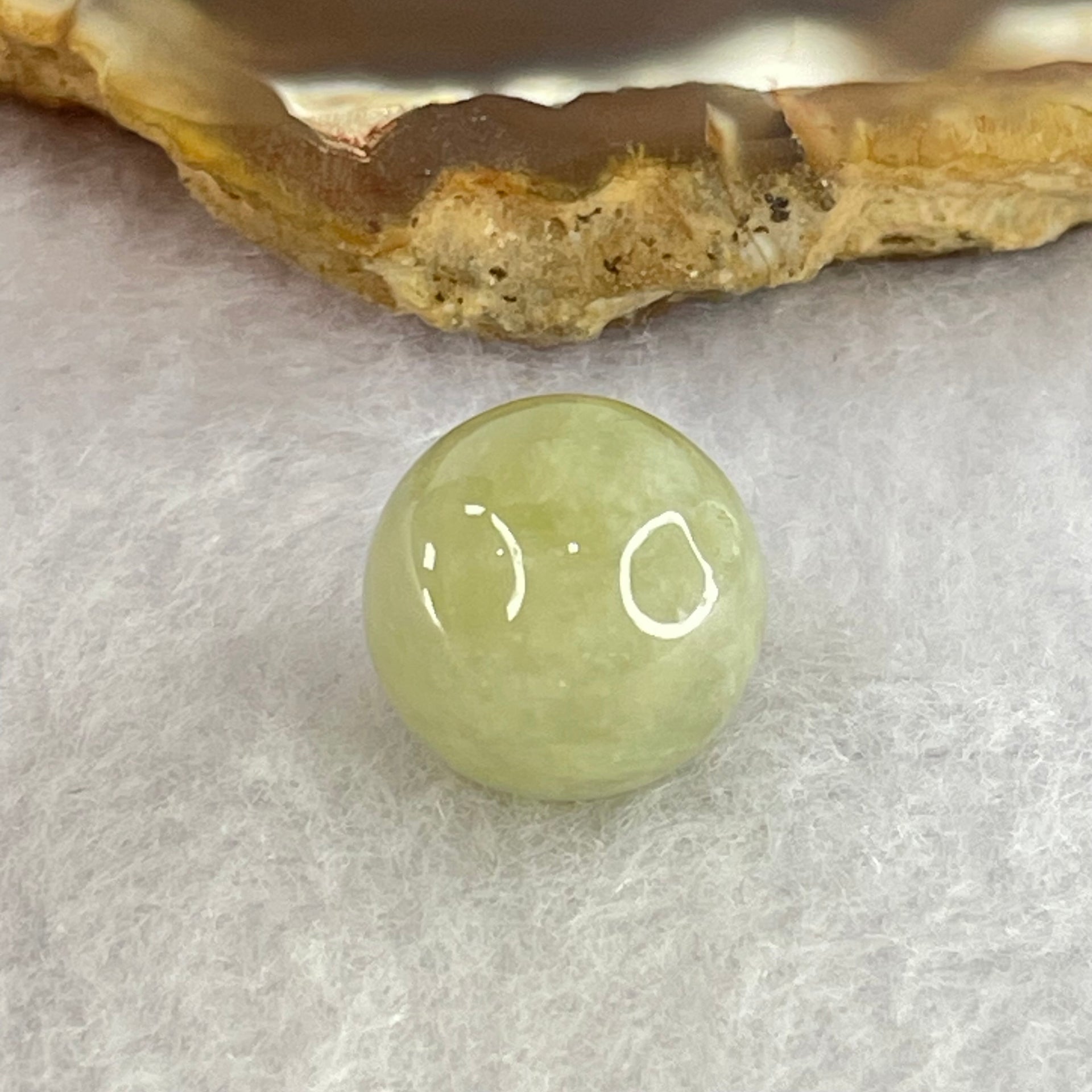 Type A Green Yellow Jadeite Bead for Pendant Bracelet 3.98g 13.2mm - Huangs Jadeite and Jewelry Pte Ltd