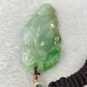 Type A Light Green with Green Jadeite Bee on Leaf Pendent 22.23g 67.2 by 27.8 by 7.0mm - Huangs Jadeite and Jewelry Pte Ltd