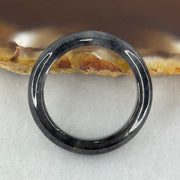 Type A Icy Wuji Black Grey Jadeite Ring 2.58g 4.3 by 3.3mm US 7.75 HK 17 (Very Slight Fine Internal Lines) - Huangs Jadeite and Jewelry Pte Ltd