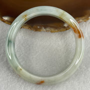 Type A Natural Light Green with Spicy Green and Brownish Patches Jadeite Bangle 55.09g Inner Diameter 57.5mm 12.7 by 9.0mm (Slight External Rough) - Huangs Jadeite and Jewelry Pte Ltd