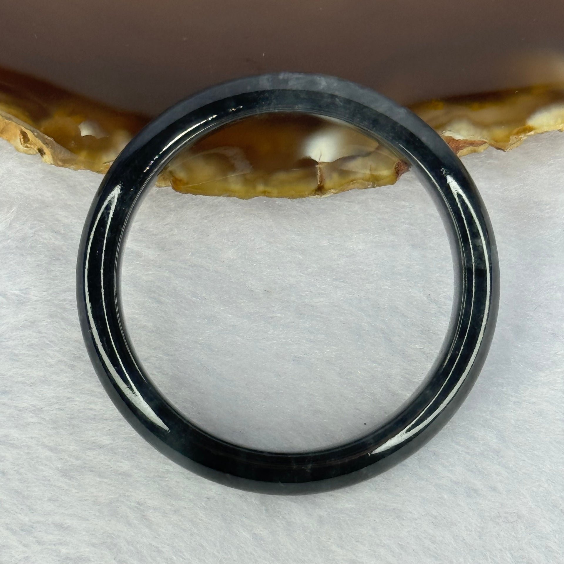 Type A Highly Translucent Black Grey Wuji Jadeite Baby Bangle 13.48g Internal Diameter 36.4mm 7.8 by 5.2mm (Very Slight External Rough) - Huangs Jadeite and Jewelry Pte Ltd