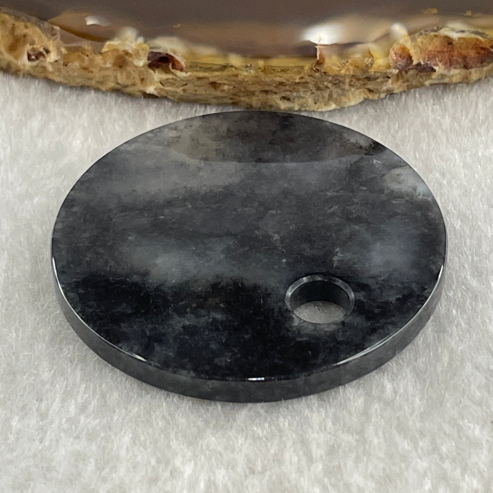 Type A Semi Icy Wuji Black Grey Wu Shi Pai Pendant Charm 15.92g 41.6 by 3.6mm - Huangs Jadeite and Jewelry Pte Ltd