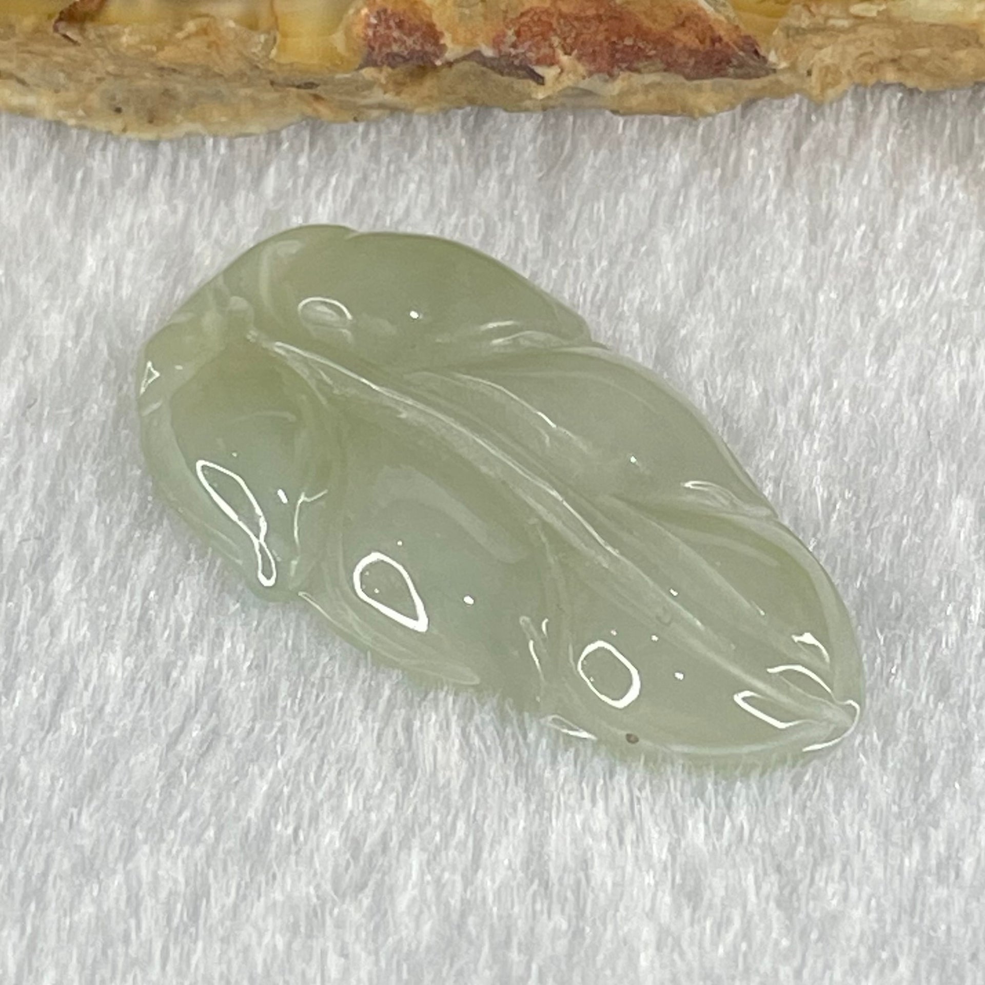 Type A Semi Icy Light Blueish Green Jadeite Leaf Pendant 2.06g 26.7 by 15.0 by 3.5mm - Huangs Jadeite and Jewelry Pte Ltd