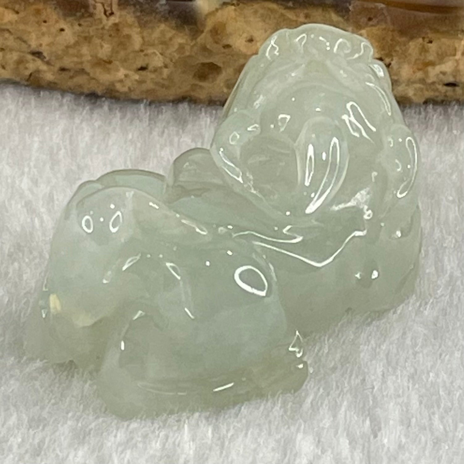 Type A Light Green Faint Lavender Jadeite Pixiu Charm 15.15g 31.1 by 18.7 by 14.1mm - Huangs Jadeite and Jewelry Pte Ltd