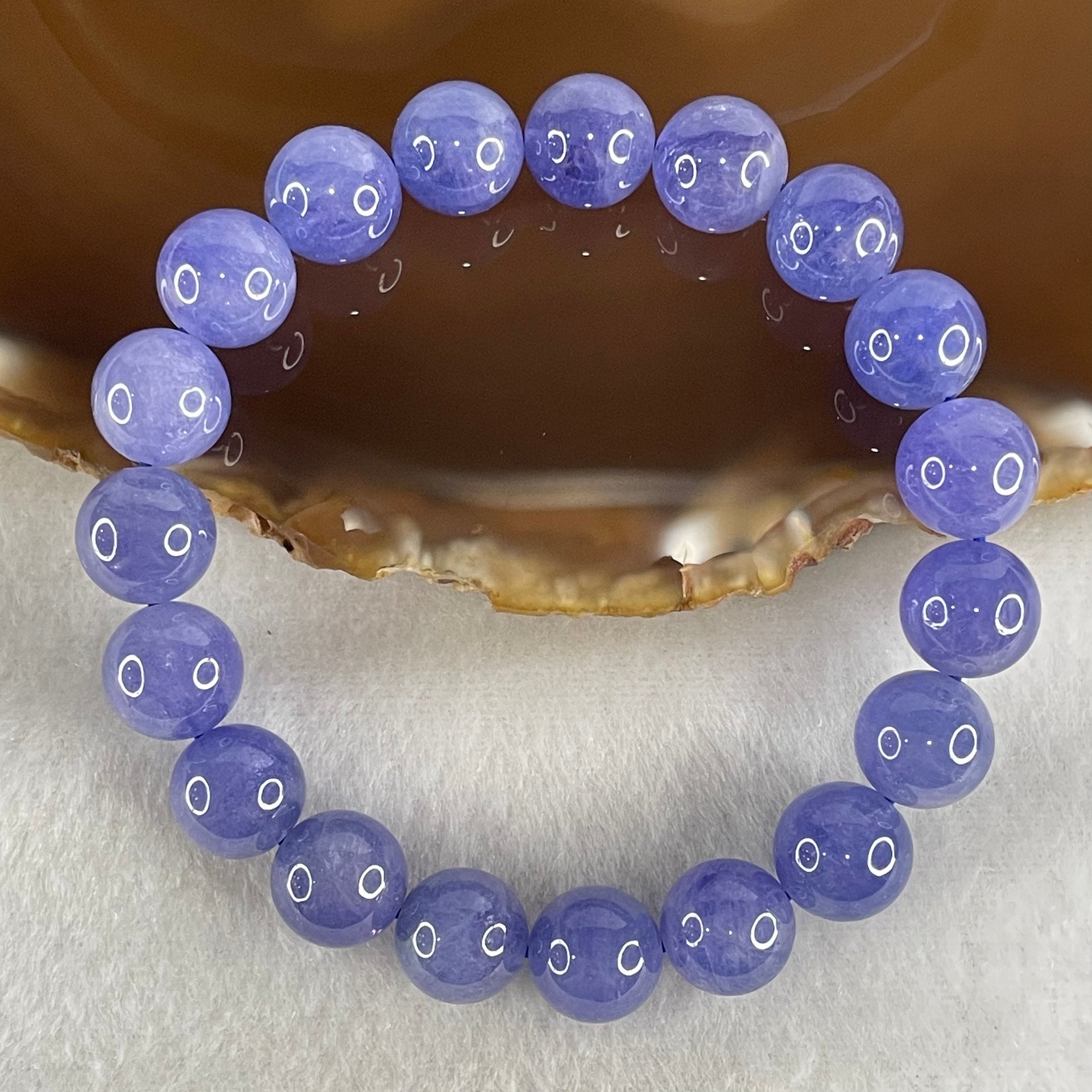 Good Grade Natural Blue Tanzanite Beads Bracelet 39.53g 16.5cm 10.7mm 19 Beads - Huangs Jadeite and Jewelry Pte Ltd