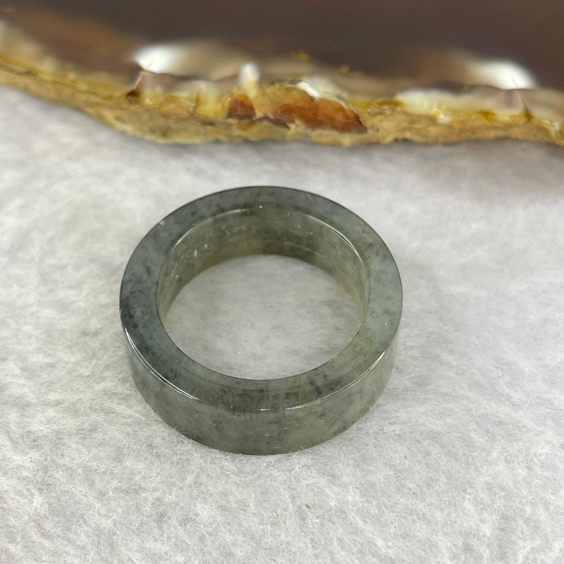 Type A Semi Icy Grey Wuiji Jadeite Ring 4.74g 7.2 by 3.2mm US 7.5/ HK 16.5 (Close to Perfect) - Huangs Jadeite and Jewelry Pte Ltd