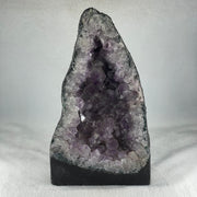 Natural Triangular Shape Amethyst Cave with Wooden Display 4,756.5g 200.0 by 170.0 by 295.0mm - Huangs Jadeite and Jewelry Pte Ltd