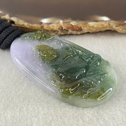 Grand Master Type A Lavender with Blueish Green and Yellowish Brown Jadeite Huang Cai Shen Chinese God of Wealth with Bat 38.89g 59.6 by 33.0 by 7.0mm - Huangs Jadeite and Jewelry Pte Ltd