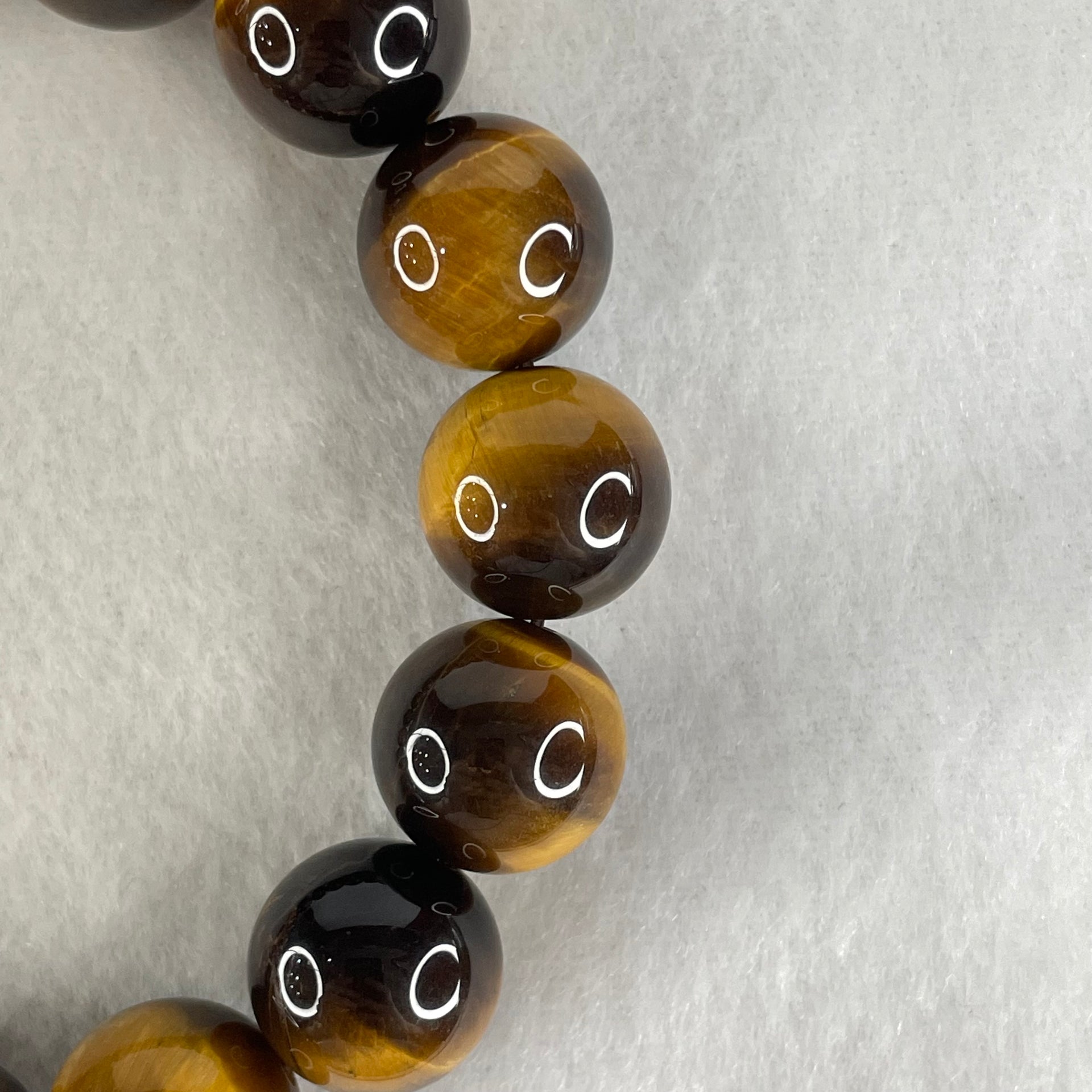 Natural Yellow Tiger's Eye Quartz Beads Bracelet 60.03g 16.5cm 14.2mm 15 Beads - Huangs Jadeite and Jewelry Pte Ltd