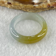 Type A Semi Icy Light Blueish Green with Yellow Patch Jadeite Ring 3.75g 6.1 by 3.5mm US9.1 HK20.2 - Huangs Jadeite and Jewelry Pte Ltd
