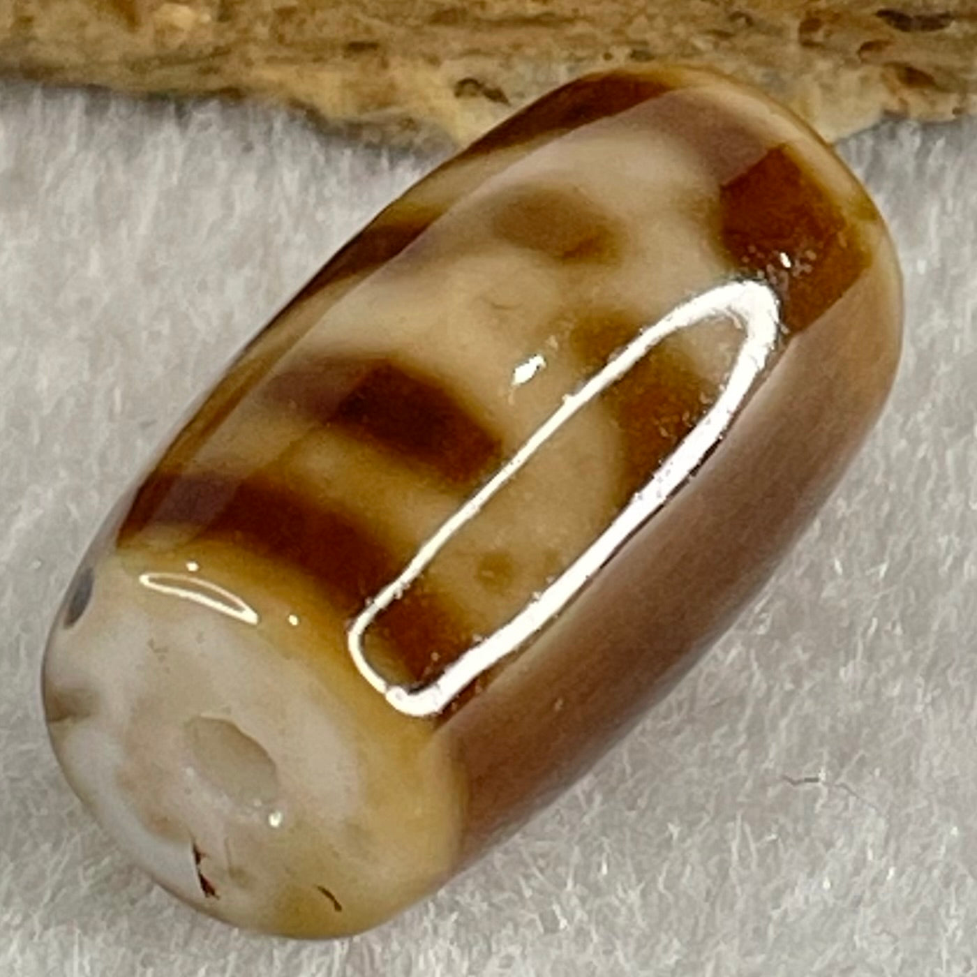 Natural Powerful Tibetan Old Oily Agate Double Cai Shen Dzi Bead Heavenly Master (Tian Zhu) 双财神长天珠 4.81g 20.3 by 11.8mm - Huangs Jadeite and Jewelry Pte Ltd