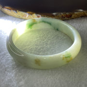 Type A Natural Light Green with Dark Green and Yellow Piao Hua Jadeite Bangle 47.89g Inner Diameter 58.3mm 12.8 by 7.6mm (Very Slight External Line) - Huangs Jadeite and Jewelry Pte Ltd