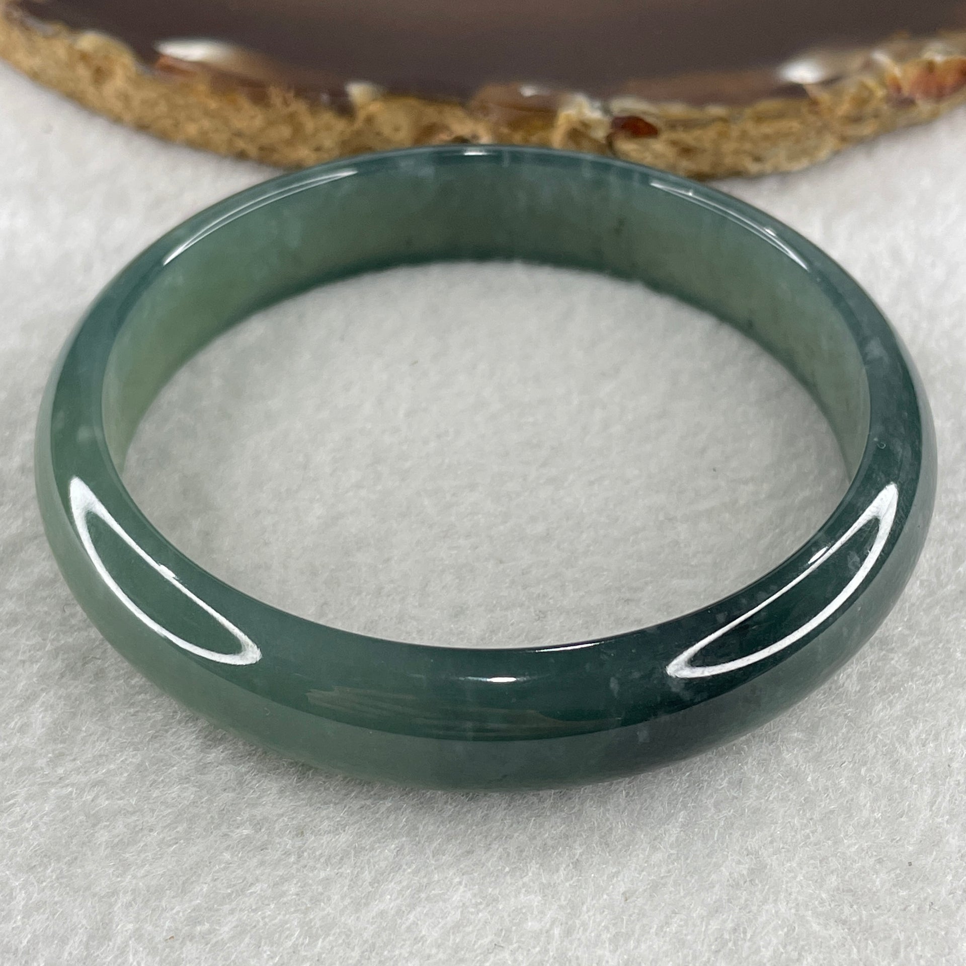 Certified Type A Semi Icy Blueish Green Jadeite Bangle 39.74g inner diameter 59.3mm 12.1 by 6.1mm (Close to Perfect) - Huangs Jadeite and Jewelry Pte Ltd