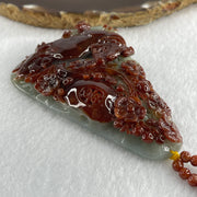 Grand Master Type A Brownish Red with Green Jadeite Tiger with Flower Double Side Pendant 117.50g 84.0 by 54.6 by 16.9mm - Huangs Jadeite and Jewelry Pte Ltd