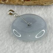 Natural Type A Lavender Jadeite Ping An Kou Donut Pendant in Silver Clasp Signifying Protection Blessings 6.54g 24.0 by 5.5mm - Huangs Jadeite and Jewelry Pte Ltd