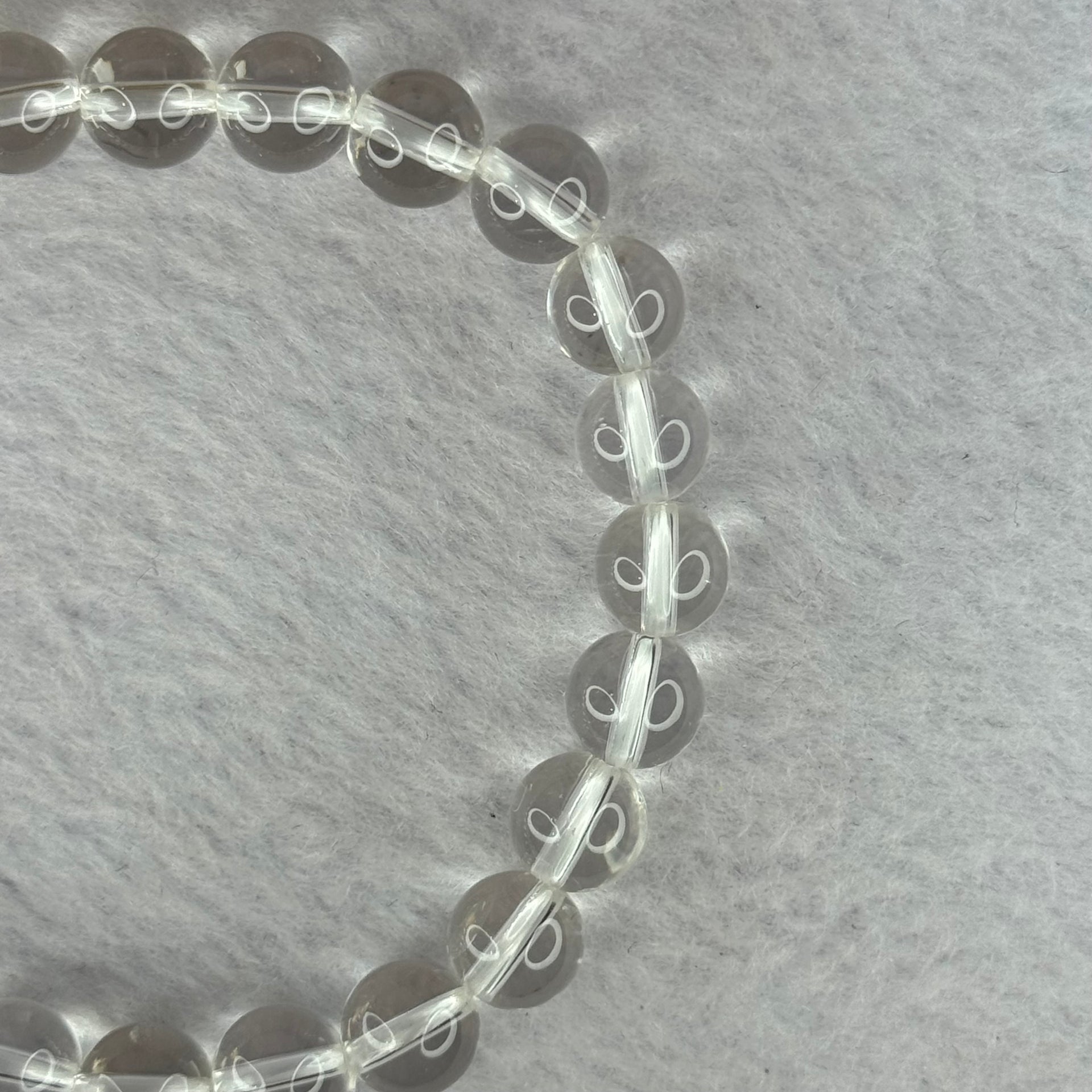 Natural Clear Quartz Bracelet 天然白水晶手链 18.59g 16.5cm 8.4mm 24 Beads - Huangs Jadeite and Jewelry Pte Ltd