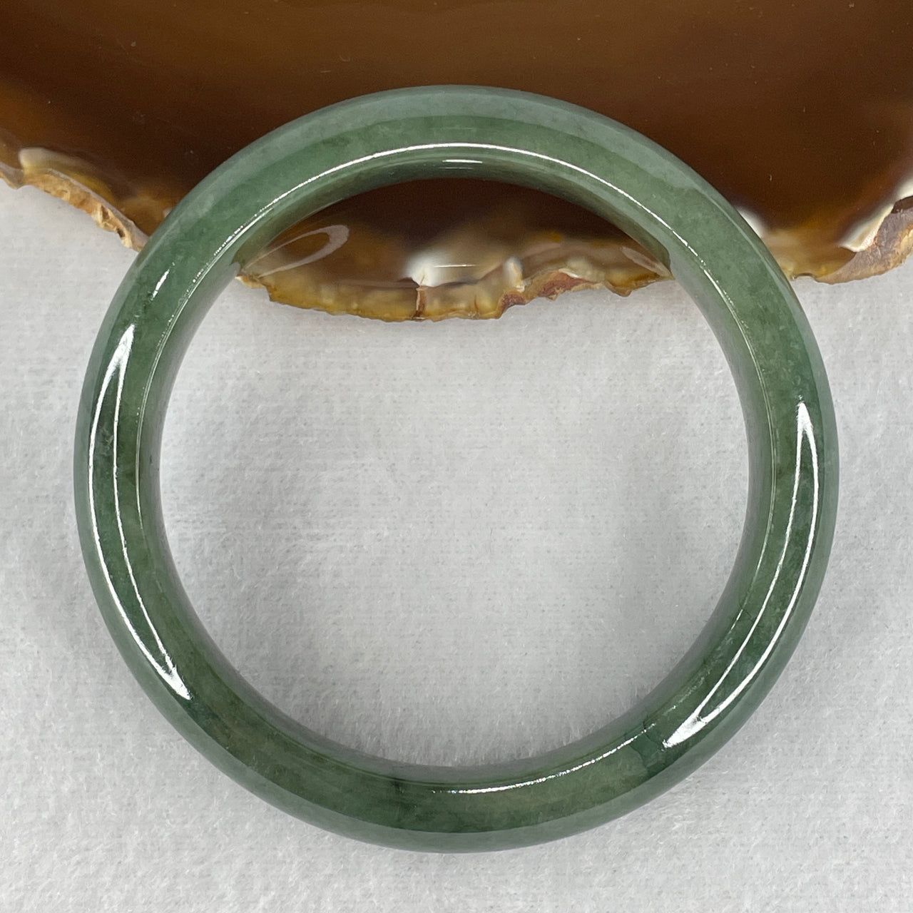 Certified Good Grade Natural Type A Old Mine Green Jadeite Bangle 62.003g Internal Diameter 58.1mm 13.9 by 8.6mm (Slight Internal Lines)