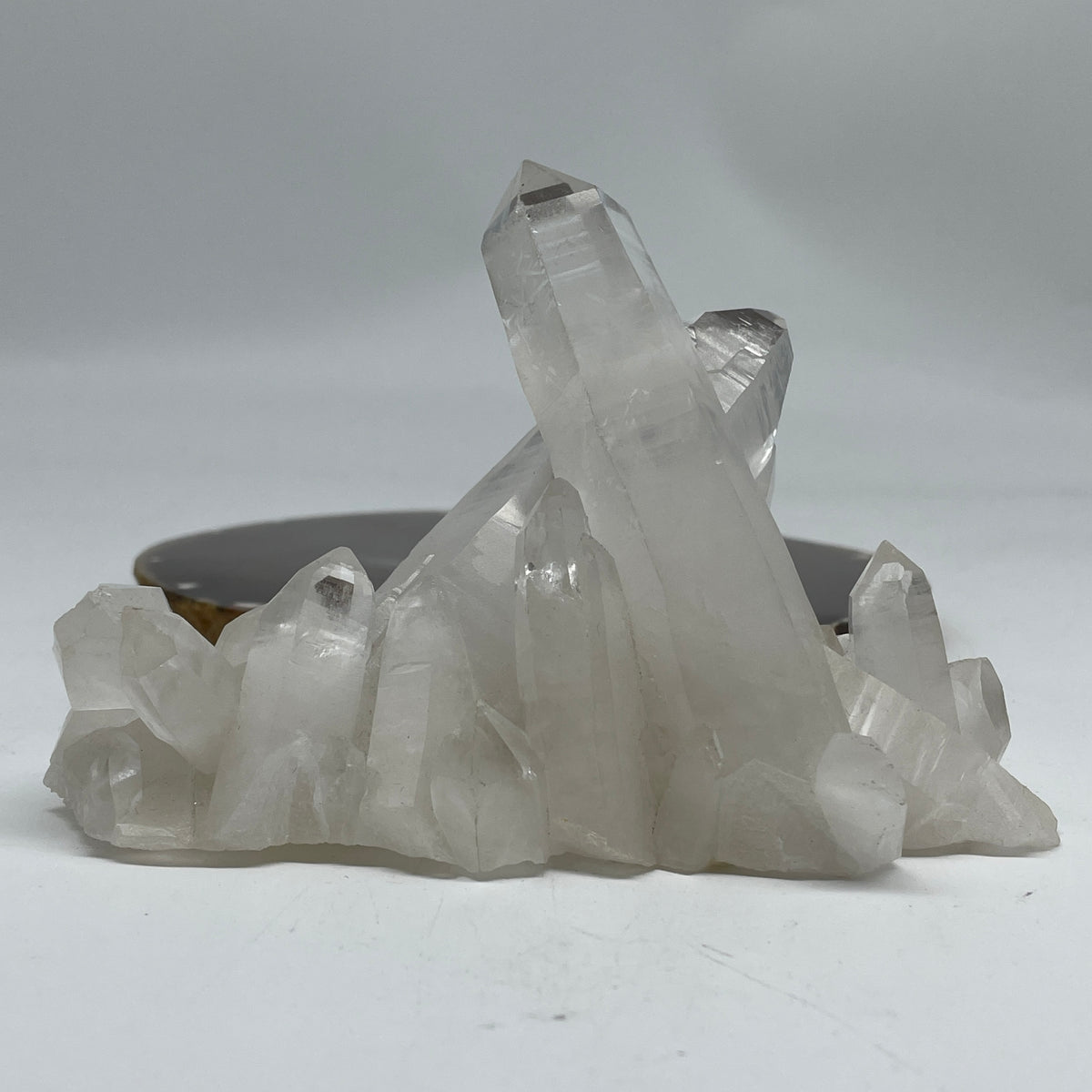 Natural Clear Quartz Crystal Cluster Display | (471.73g | 130.2 x 86.6 x 87.2mm | Crown Chakra Master Purifier & Energy Amplifier, "King of Crystals" Feng Shui Space Cleanser, Self-Charging Crystal Bed Anchor)