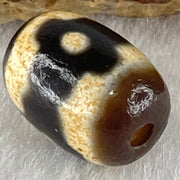 Natural Powerful Tibetan Old Oily Dark Brown With White Agate 3 Eyes Dzi Bead Heavenly Master (Tian Zhu) 三眼天诛 3.32g 16.0 by 11.7mm - Huangs Jadeite and Jewelry Pte Ltd