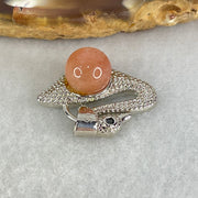 Natural Sunstone Bead with Crystals in S925 Sliver Swan Charm 3.31g 7.9mm - Huangs Jadeite and Jewelry Pte Ltd