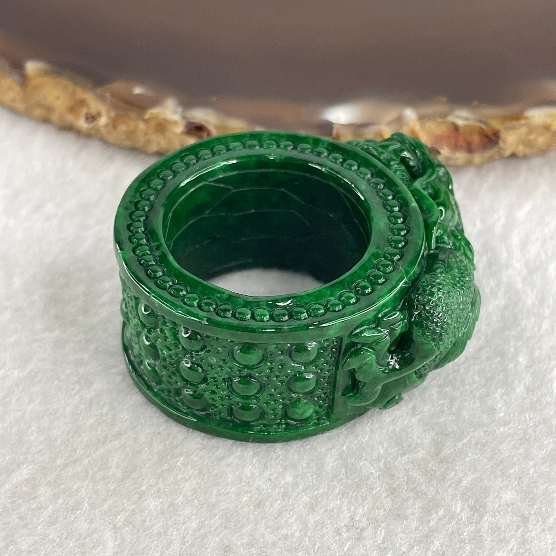 Magnificent Type A Rare Dragon Thumb Ring Jade Jadeite for Authority & Power - Huangs Jadeite and Jewelry Pte Ltd