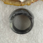 Type A Semi Icy Wuji Black Grey Jadeite Ma An Ring 10.18g 19.7 by 5.2mm US6 HK13 - Huangs Jadeite and Jewelry Pte Ltd